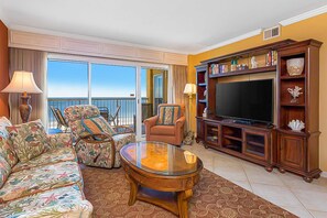 TV, DVD player, offices - Beachfront Condo with Shared Outdoor Pool, Central AC, Private Balcony, Views, WiFi (Gulf Shores)