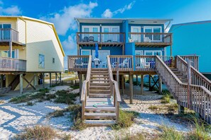 Exterior - Beachfront home with private balcony, 2 beachside decks, central AC and WiFi (Gulf Shores)