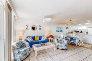 TV, offices - Sparkling Gulf-front condo with a pool, beach access, washer/dryer, & AC (Gulf Shores)
