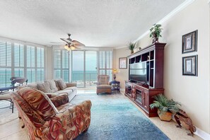 TV, DVD player - Gulf-view condo with direct beach access, indoor/outdoor pools, hot tub, sauna (Gulf Shores)