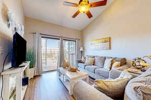 TV, offices - Spacious & sun-filled Gulfside condo with pool, balcony, AC, & lovely views (Gulf Shores)