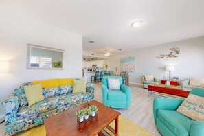 TV, offices - Dog-friendly townhome steps to beach with pool access & two balconies (Gulf Shores)