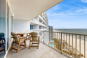Outdoor dining - Gulf-Front, 12th-Floor Condo w/ Great View, Balcony, AC & Shared Pools/Hot Tubs (Gulf Shores)