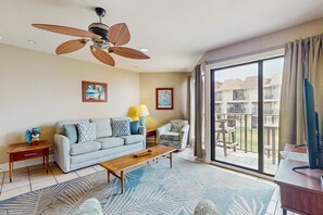 TV, DVD player, offices - 13th-Floor Gulf-Front Corner Condo wIncredible Views, Balcony, Shared Pool, Gym (Gulf Shores)