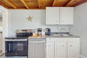 Fridge, microwave, oven, stovetop - 2-story home near the beach with deck, outdoor shower, W&Ds, 2 kitchens (Gulf Shores)