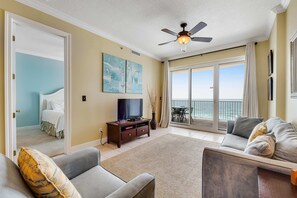 TV, DVD player, offices - 6th-floor condo with pool, central AC, free WiFi, balcony, & views (Gulf Shores)