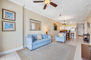 TV, DVD player, offices - 6th-floor condo with pool, central AC, free WiFi, balcony, & views (Gulf Shores)