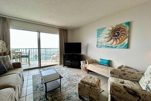 TV, offices - 6th-floor beach-view condo with outdoor pool, tennis court, sauna, hot tub, gym (Gulf Shores)