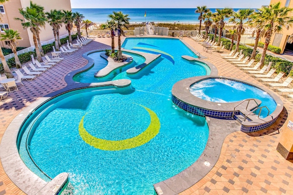 Pool - Gulf view condo with resort amenities, scenic balcony, open layout, W&D, & AC (Gulf Shores)