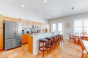 Fridge, microwave, oven, stovetop - Spacious beachfront home with Gulf-view decks, boardwalk, & pool (Orange Beach)