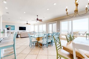Dining - Spacious beachfront wedding-friendly home with multiple decks & shared pool (Orange Beach)