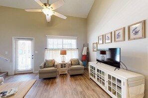 TV, offices - Tranquil Gulf escape with 2 decks, beach access nearby, central AC & free WiFi (Gulf Shores)
