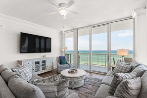 TV - Gulf front condo with pool, beach access, and wrap around balcony (Orange Beach)