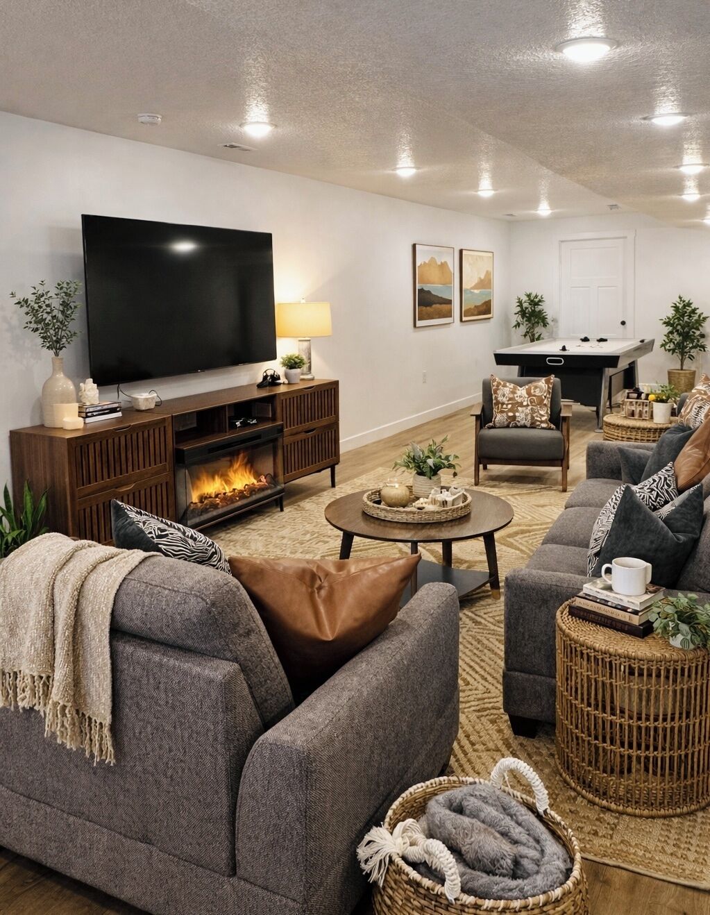 Spacious Rec Room features: 75in TV, fireplace, two play tables and much more