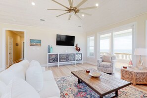TV, offices - Beautiful beach house with Gulf views, covered deck, central AC, and free WiFi (Dauphin Island)