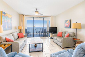 TV, DVD player - Gulf-front 15th-floor condo with balcony, pools, hot tub, AC, beach views, gym (Orange Beach)