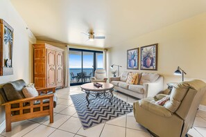 TV - Gulf-front 6th-floor condo with balcony, pool, hot tub, & sauna - beach access (Orange Beach)
