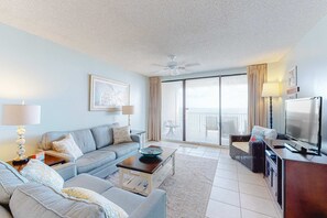 TV, DVD player, stereo - Snowbird-Friendly Gulf-Front Condo on 6th Floor w/Balcony, Shared Hot Tub, Pool (Orange Beach)