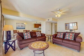 TV, DVD player, offices - Condo with partial Gulf views, shared outdoor pool, sun deck & private beach access (Orange Beach)