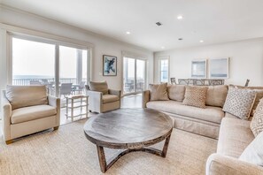 TV, offices - Elegant beachfront home w private plunge pool - steps from the sand (Orange Beach)