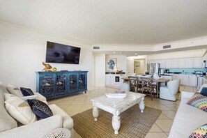 TV, DVD player, offices - Unique Gulf-front condo with beach access, great views, resort style pools and sauna (Orange Beach)