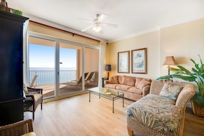TV, offices - Gulf-front condo with balcony, central AC, pools, hot tubs & beach access (Orange Beach)