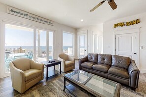 TV, DVD player - Beautiful Gulf-front house with private pool, lovely deck, & AC (Gulf Shores)