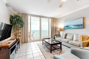 TV, DVD player, offices - Gulf-front condo with pool, sauna, washer,dryer, & central AC (Gulf Shores)