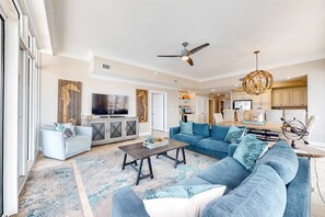 TV, DVD player, offices - Corner condo with stunning Gulf-front view, pool, hot tub, gym, W&D & AC (Gulf Shores)