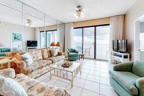 TV, DVD player - Twelfth-Floor Getaway w/Sweeping Gulf Views, Shared Pool/Hot Tub, Beach Access (Orange Beach)