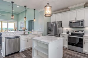 Fridge, microwave, oven, stovetop - Beach house with Gulf views, deck, hot tub, new pool, grill, & WiFi (Dauphin Island)