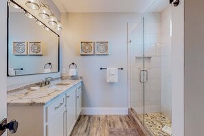 Shower, towels - Dog-friendly home with water views & private heated pool (Dauphin Island)