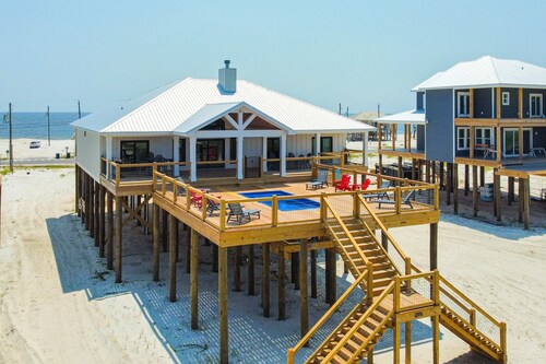 Dog-friendly home with water views & private heated pool