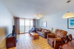 TV, offices - Beachfront Balcony with Million-Dollar Views, Shared Pool, WiFi, Washer & Dryer (Gulf Shores)