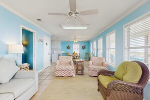 TV, DVD player, offices - Dog-friendly beachfront home w Gulf views, spacious deck, WiFi, AC, W&D (Gulf Shores)
