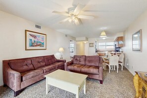TV, DVD player - Beachfront Suite with Free WiFi, Elevator, Shared Pool, and Central AC (Orange Beach)