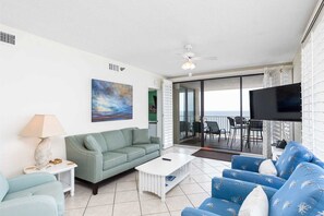 TV, DVD player - Gulf-front condo with pool, hot tub, sauna, gym, AC, cable, & washer/dryer (Orange Beach)