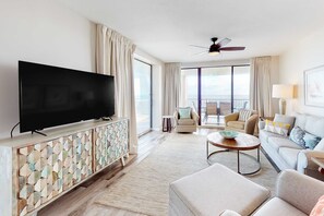 TV, DVD player, offices - Gulf-Front 6th-Floor Condo w/Balcony, Shared Pool, Hot Tub - Snowbird-Friendly (Orange Beach)