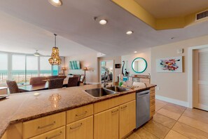 Fridge, microwave, oven, stovetop - Gulf Getaway at Caribe with Stunning Views, Heated Pools, Spa, Sauna, Tennis (Orange Beach)