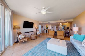 TV, offices - Gulf Getaway at Caribe with Stunning Views, Heated Pools, Spa, Sauna, Tennis (Orange Beach)