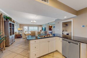 Fridge, microwave, oven, stovetop - Beachfront condo with Gulf views, indoor & outdoor pools, gym & sauna (Orange Beach)