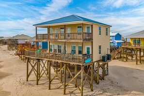 Exterior - 10 Steps to the Gulf Beachfront, Dog-Friendly Home with 2 Decks, AC, WiFi & W&D (Dauphin Island)