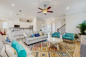TV, offices - Coastal home with shared, zero entry pool, putting green, and WIFI (Orange Beach)