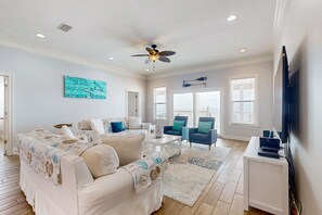 TV, offices - Dog friendly, beach front home with stunning views, gas grill, and elevator (Dauphin Island)