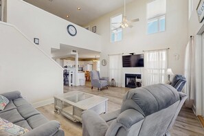 TV, offices - Bay Front Home with - Gulf Views, WiFi, & Washer/Dryer - Two Dogs Welcome (Dauphin Island)