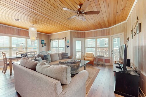 Updated, Dog-Friendly Home with Free WiFi, Beach Views, Covered Porch, Washer,Dryer