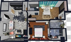 Quarto casal luxo, vista para a montanha