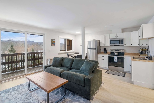 Living Room and View of Private Porch