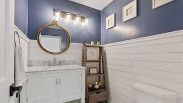 Hair dryer, towels, toilet paper