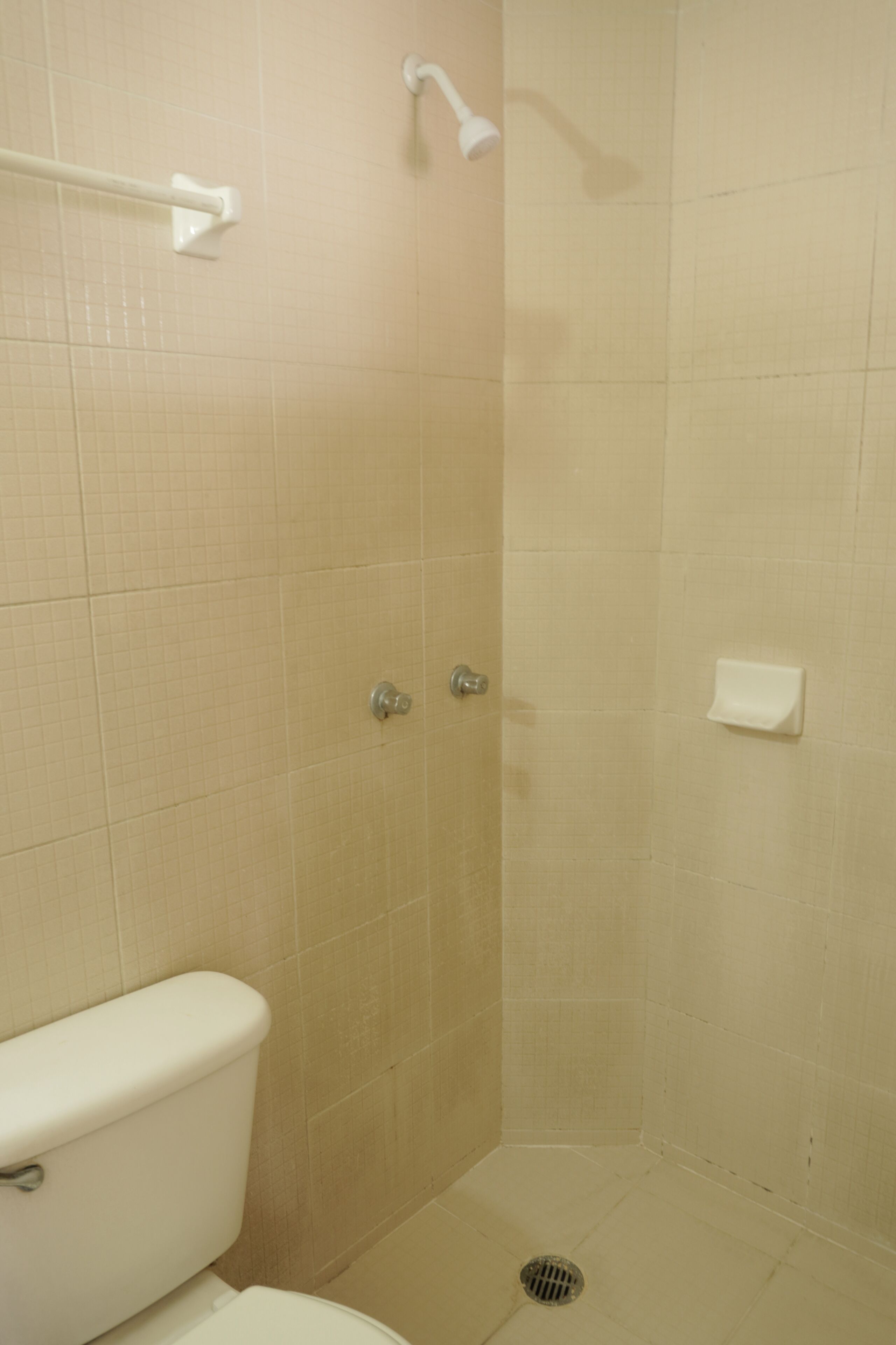 Shower, towels, soap, shampoo